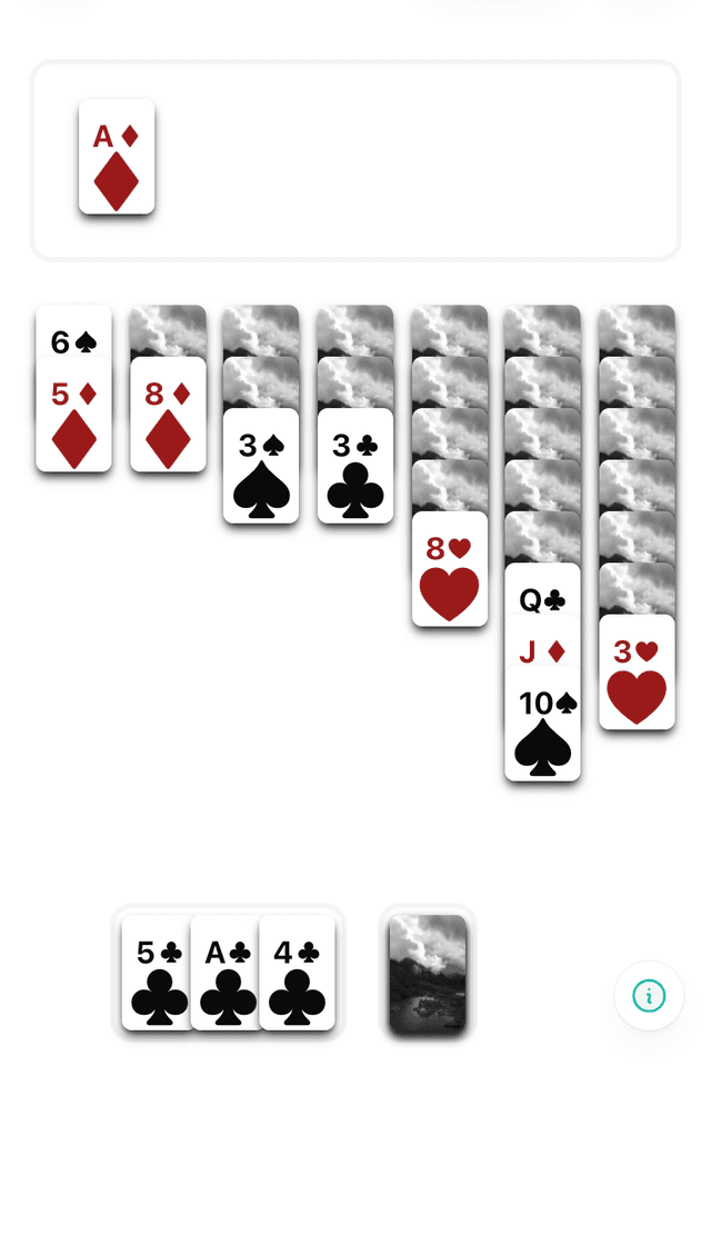 Image of Solitaire game board optimized for small screens mid-game in a light theme.